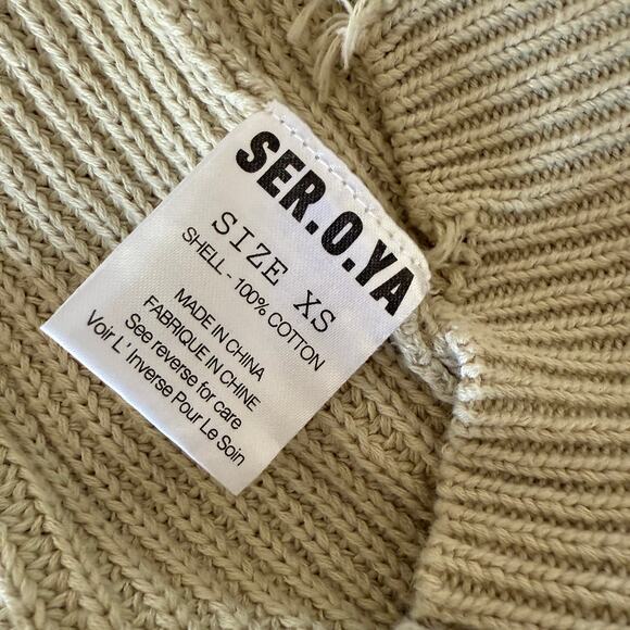 SER.O.YA | Sage Green Devin Distressed Sweater Dress Mini Chest Flap Pocket | XS - Picture 8 of 8